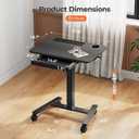 Mobile Standing Desk with Drawer, 28" Rolling Desk with Cup Holder and Hooks, Portable Laptop Workstation on Wheels, Height Adjustable Cart with Storage for Home Office, Black