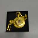 OIDEA Automatic Mechanical Pocket Watch: Gold Tone Carving Flower Skeleton Roman Numerals Round Dial Pocket Watch with Chain Hanging Sweater Clock Necklace Gifts for Men Women