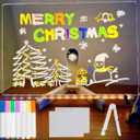 Clear LED Acrylic Dry Erase Board with Light & Stand,7 Color Pens, Light Up Drawing Message Board for Writing Doodle Memo,Desktop Night Light for Home Office School Bar Cafe,Holiday Gift.7.9x7.9in