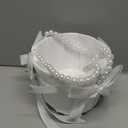 ATAILOVE 2 Wedding Flower Girl Baskets with Pearl Handle, Satin Bowknot Flower Baskets for Flower Girl Pearl Collection - White
