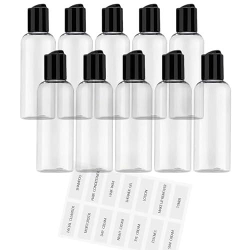 NovaHF 10 Pack Leakproof 3.4 oz Travel Bottles - Refillable Empty Plastic Cosmetic Containers for Toiletries Shampoo Lotions Cream