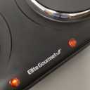 Elite Gourmet EDB-302BF Countertop Double Cast Iron Burner, 1500 Watts Electric Hot Plate, Temperature Controls, Power Indicator Lights, Easy to Clean, Black