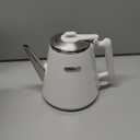 Hazel Quinn Electric Kettle  1L/34oz Small Tea Kettle, 800W Fast Boil, All 304 Stainless Steel Interior, Double Wall for Cool Touch and Thermal, Auto ShutOff, BPAFree, Cordless  Pearl White