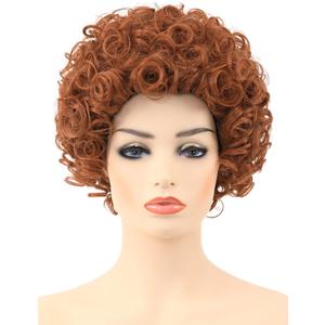 Red Orange Curly Wig for Women Costume Short Fluffy Synthetic Hair Wigs for Adults Women's Men's Cosplay Halloween Party (Red Orange)