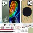 Back Screen Replacement Glass Cover Compatible with iPhone 13 Pro Max 6.7" + Professional Tools (Alpine Green)