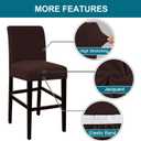 Turquoize Stretch Bar Stool Cover Counter Stool Pub Chair Slipcover for Dining Room Cafe Barstool Slipcover Removable Furniture Chair Seat Cover Jacquard Fabric with Elastic Bottom Set of 4, Brown
