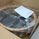 Farmhouse Flush Mount Ceiling Light, 17 Inch 4-Light Wood Close to Ceiling Light Fixture, Retro Hallway Light Fixtures Ceiling, Rustic Drum Ceiling Light for Kitchen Entry Living Room (Brown)