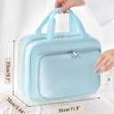 Travel Hanging Toiletry Bag for Women - Waterproof Cosmetic Organizer with Clear Window, Lightweight Bathroom Bags for Essentials, Makeup, Shampoo, Toiletries Blue, Large