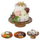 NUPTIO Wooden Wedding Cake Stand: 11.5 Inch Acacia Wood Cake Display Holder 4 in 1 Cup Cake Stands Serving Tray Fruit Dish Sauce Bowl for Anniversary Party Home Kitchen Centerpiece Decor - 10" Cake