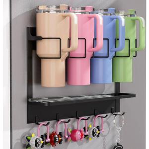 Magnetic Stanley Cup Holder for Fridge, Stanley Cup 30 & 40 oz Tumbler Water Bottle Organizer Accessories for Refrigerator Kitchen Cabinet (4 Cups)