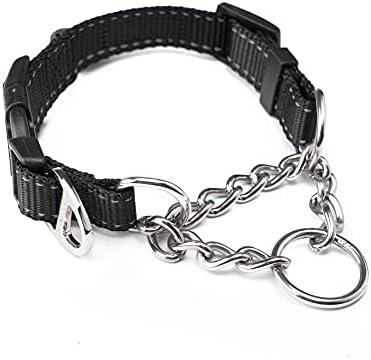 Mighty Paw Martingale Dog Collar 2.0 | Trainer Approved Limited Slip Collar with Stainless Steel Chain & Heavy Duty Buckle - Modified Cinch Collar for Gentle & Effective Pet Training - Medium, Black