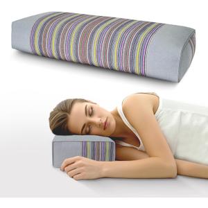 Buckwheat Pillow & Cervical Pillows for Sleeping (21x8x3inch) 100% Organic Coarse Cloth Package w Organic Buckwheat Hulls, Natural Cooling Technology and Relieve Cervical Pain. (Grey)