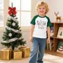 CQF Toddler Christmas Shirts for Kids Cute Snowman Raglan T-Shirts Boys Girls Patchwork Xmas Holiday Tee Green-White (White), Size: 110