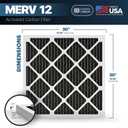 BNX TruFilter 20x20x1 MERV 12 Odor Defense (6-Pack) AC Furnace Air Filter with Activated Carbon - MADE IN USA - Pleated Air Conditioner HVAC AC Furnace Filters - Removes Odor, Mold, Bacteria, Smoke