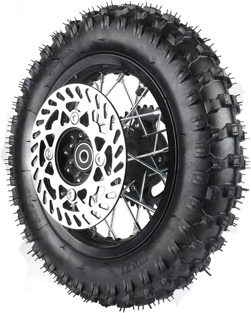 12mm Axle Rim Wheel with 80/100-10 3.00-10 Tire Tube+420 Rear Chain Sprocket+brake disc For Apollo SSR 70cc 110cc 125cc XR CRF Dirt Pit Bike Mini Motorcycle