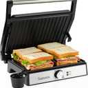 Samoris Panini Press Grill Indoor Sandwich Maker with Temperature Setting,4 Slice Non-stick Coated Plates Versatile Grill, Opens 180 Degrees,Indicator Light, Locking Lid,Easy to Storage 1600W