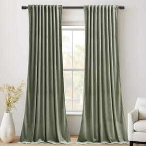 StangH Sage Green Velvet Curtains 84 inches 2 Panels - Thermal Insulated Light Blocking Privacy Drapes for Bedroom/Living Room/Dining Room/Home Office, W52 x L84