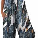 Womens Sleeveless Jumpsuits Adjustable Spaghetti Strap Stretchy Long Pant with Pockets Large Leopard