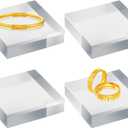 4 Pcs 4 x 4 x 1Inches Acrylic cubes for display Polished clear square display block Acrylic risers display base stands for Ring Jewelry and Other Items Holder Base