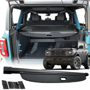 Cargo Cover for Ford Bronco Accessories 2024-2021(4-Door),Retractable Carbon Fiber Texture Trunk Cover Security Sun Shade Privacy Screen(Not fit for Bronco Sport & 2-Door Version)