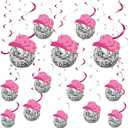 Barydat 48 Pcs Disco Cowgirl Party Decorations Disco Ball Hat Hanging Swirls Ceiling Decoration for Retro Western Cowgirl Birthday Party Favors Supplies(Classic Color)