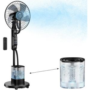Misting Fan, 2026 Upgraded 4L Large Water Tank Mister Cooling Fan, 5 Speeds 3 Modes Misting Standing Fan, Floor Fan with Remote for Home, Bedroom, Patio, Outdoor Pcs