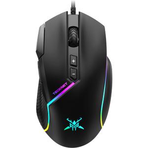 TECKNET Wired Gaming Mouse, 12,800 DPI with Optical Sensor, 8 Programmable Buttons, 13 RGB Backlit Modes, Ergonomic Design, Custom Software Gaming Mice for Laptop,PC (Black)