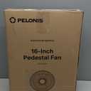 PELONIS 16 inch Pedestal Fan for Bedroom , Oscillating Fan, 3-Speeds, 90 Oscillation, Adjustable Height, Floor Fan, Standing Fan for Living Room, Kitchen, and Home office, Black