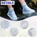 SooGree Shoe Covers Waterproof Rain Shoes Covers Reusable Foldable Rain Boots Slip Resistant Rubber Sole Overshoes Protectors for Cleaning Camping Travel Rain Galoshes with Buttons
