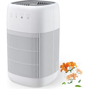 Afloia Air Purifier and Dehumidifier in 1, Air Purifier with Efficient Filter, Small Dehumidifier Combined with Air Cleaner, Remove Pet Odors Dust Smoke for Home, Bedroom, Bathroom (White)