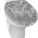 TOWN & COUNTRY BASICS Spa Step Noodle Solid Bathroom Toilet Lid Cover, Plush, Soft, and Absorbent, Machine Washable, Light Grey, 18.5"x19.6"