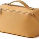 Travel Makeup Bag,Large Capacity Cosmetic Bags for Women,Waterproof Portable Pouch Open Flat Toiletry Bag Pattern Makeup Bag (Yellow)