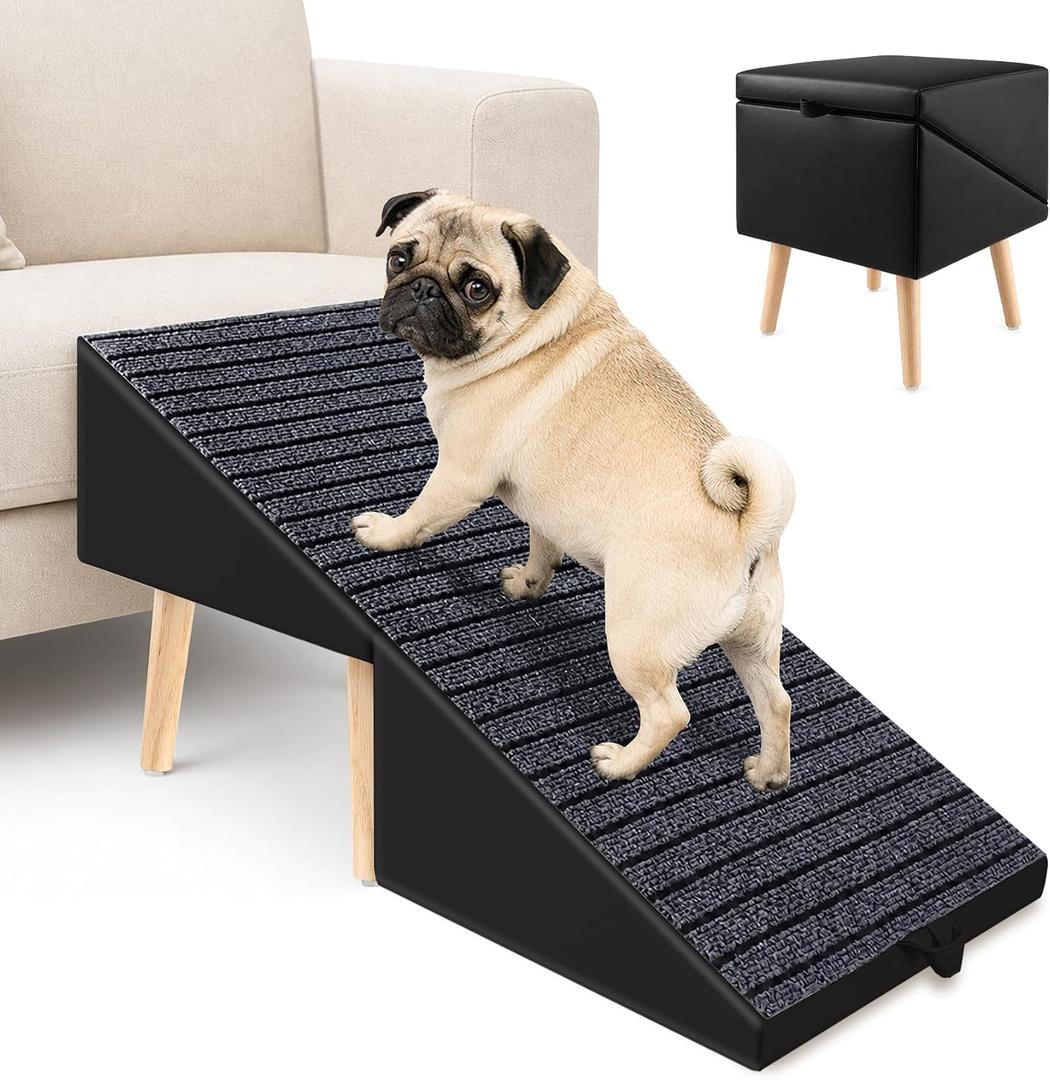 2-in-1 Foldable Dog Ramp Ottoman for Couch, Non-Slip Carpet Surface,17.13"H