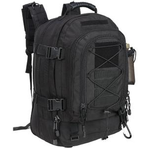 Large Tactical Backpack for Men Military Backpack with DIY System for Travel, Work,Camping,Hunting,Hiking,Sports (BLACK)