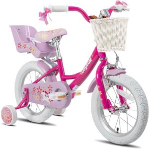 JOYSTAR Unicorn Kids Bike for Girls Ages 2-9 Years Old, 12 14 16 18 Inch Kids Bike with Training Wheels, Doll Seat, Streamers and Basket, Toddler Girls Bike, Multiple Colors (Fuchsia)