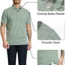 Rouen Golf Shirts for Men Moisture Wicking Lightweight Dry fit Performance Sports Stripe Collared Golf Polo Shirts for Men (L)