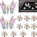 12 pcs flower car vent clips cute car decorations interior air vent clips butterfly accessories para carros pink car accessories for women interior, gift for girlfriend, coworker, family