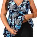 Yonique Two Piece Plus Size Tankini Swimsuits for Women Flowy Bathing Suits with Shorts Tummy Control Swimwear, Size 12 Plus