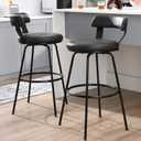 Bar Stools Set of 2-Swivel Counter Height Bar Stools 30 inch Counter Stools PU Leather Bar Chair with Padded Back,Metal Footrest for Kitchen Dining Living Room, 30, Grey