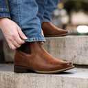 J's.o.l.e Ankle Cowboy Boots for Men Square Toe Chelsea Boots Mens Casual Retro Stylish Boots Size 9