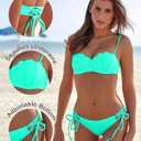 KerryKreey Underwire Swimsuits for Women Push Up Bikini Sets High Cut Cheeky Two Piece Lace Up Tie Side Bathing Suits (Blue, L)