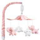 FEISIKE Crib Mobile for Girls Baby Mobiles with 3 Modes Digital Music BoxTurn Only, Music Only, Turn & Music, 35 Lullabies, Pink Elephant Nursery Mobile, Clamp Type, Pretty Box Packaging