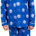 Ultra Game Youth NBA Official 2-Piece Super Soft Button Down Pajamas Set, Blue (Size 4)