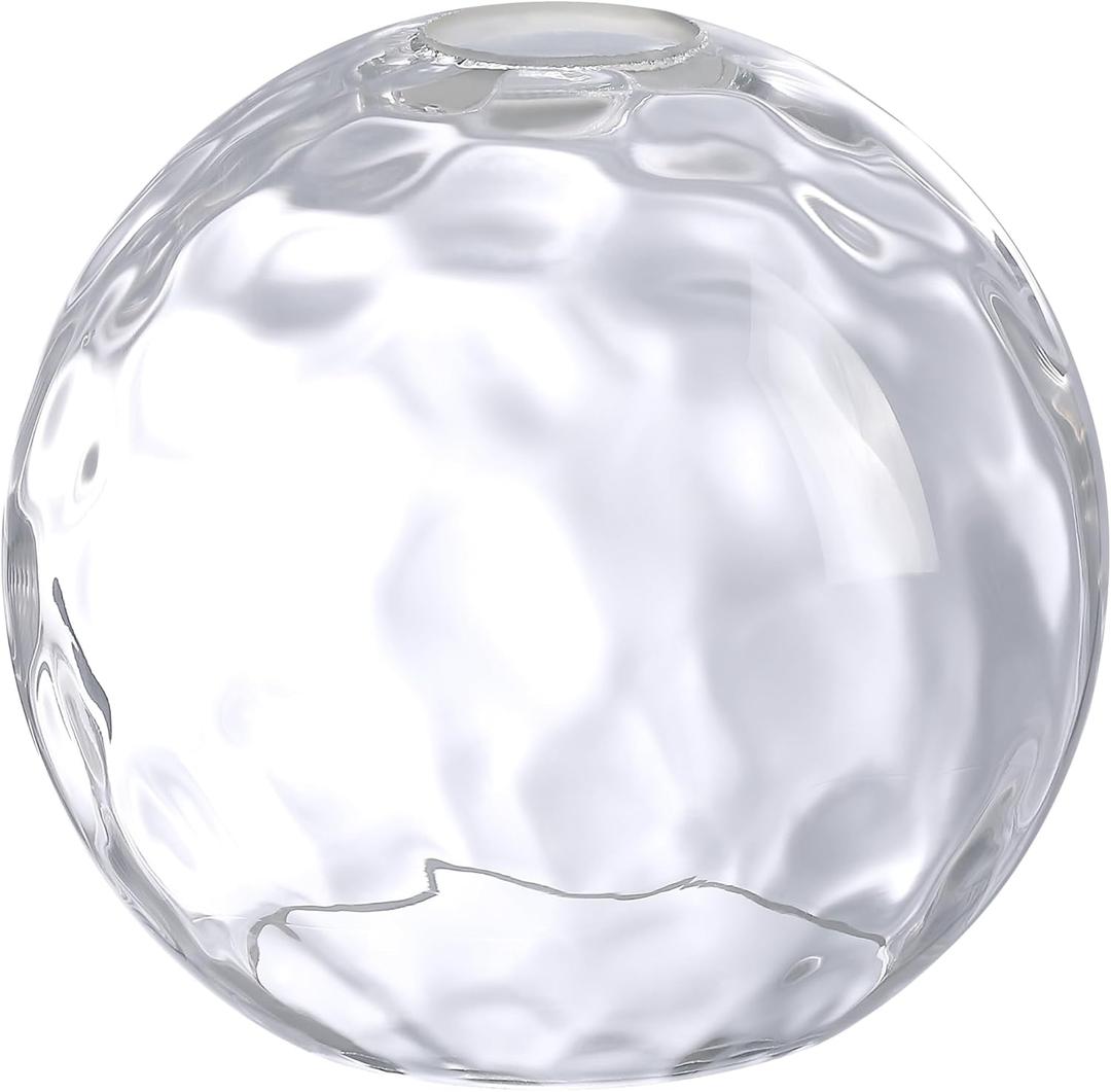 Aspen Creative 28009-63-1 Clear Hammered Glass Shade for Pendant Lights, Wall Sconces, and Lamp Posts, 1-7/8" Fitter Size, 6-5/8" High x 7-1/8" Diameter