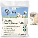 Sky Organics Jumbo Cotton Balls for Sensitive Skin, 100% Pure Organic Cotton Sustainably Grown, Chlorine Free, Hypoallergenic, Ultra-Soft and Absorbent for Beauty,Personal Care, 100 ct
