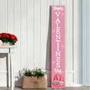 Pink Valentines Decor Valentines Porch Sign Porch Decor Gnomes Outdoor Decorations Wooden Door Decorations Indoor Outside Welcome Sign for Front Door 46.8 Inch Style 2