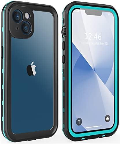Dewfoam for iPhone 13 Case Waterproof Shockproof Dustproof Full-Body Sturdy with Camera Lens Protector and Built-in Screen Protector, Underwater Full Sealed Cover Protective for iPhone 13 (Teal)