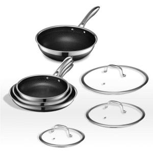 HexClad Hybrid Nonstick 7-Piece Cookware Set With Lids & Wok