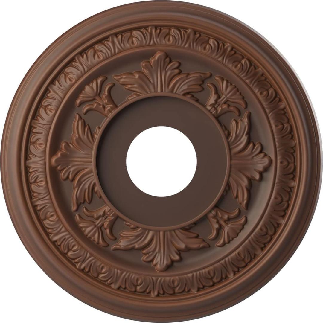 Ekena Millwork CMP16BADRU Baltimore Thermoformed PVC Ceiling Medallion (Fits Canopies up to 6 1/2"), 16"OD x 3 1/2"ID x 1"P, Universal Aged Metallic Rust