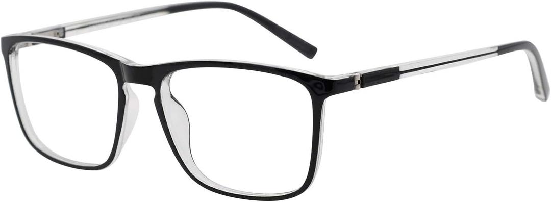 OCCI CHIARI Reading Glasses Men's Rectangle Reader Durable Spring Hinge 1.0 1.25 1.5 1.75 2.0 2.25 2.5 2.75 3.0 3.5, (Black/Transparent 225)  